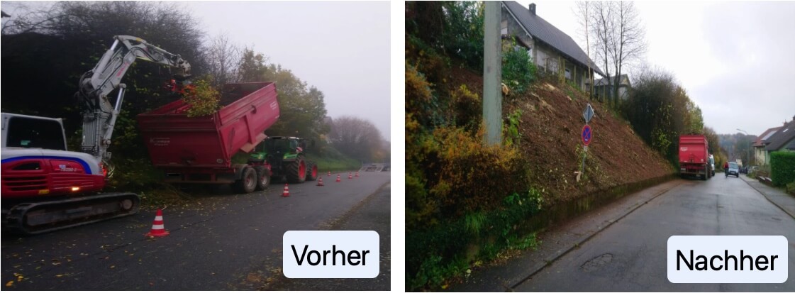 Böschungsrodung-vorher-nachher